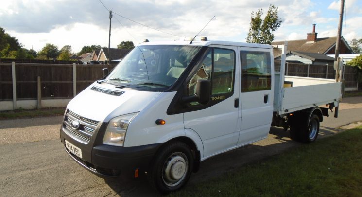 2014 14 ford transit 2.2 tdci 125ps 6spd double cab tipper with rear tail lift – air con -direct council 114k