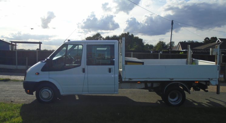 2014 14 ford transit 2.2 tdci 125ps 6spd double cab tipper with rear tail lift – air con -direct council 114k