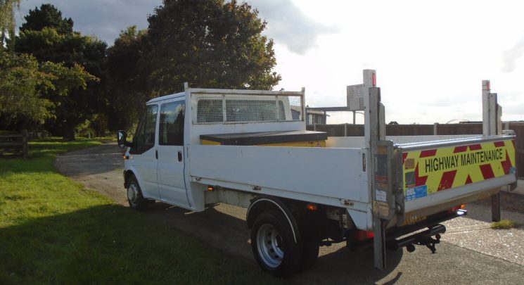 2014 14 ford transit 2.2 tdci 125ps 6spd double cab tipper with rear tail lift – air con -direct council 114k