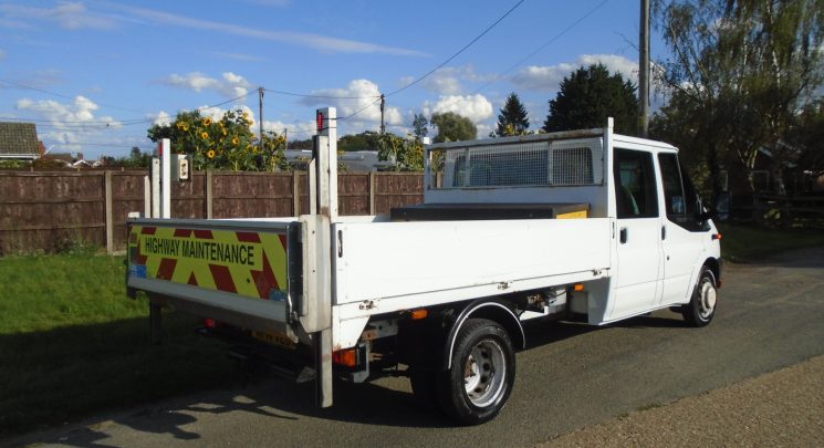 2014 14 ford transit 2.2 tdci 125ps 6spd double cab tipper with rear tail lift – air con -direct council 114k