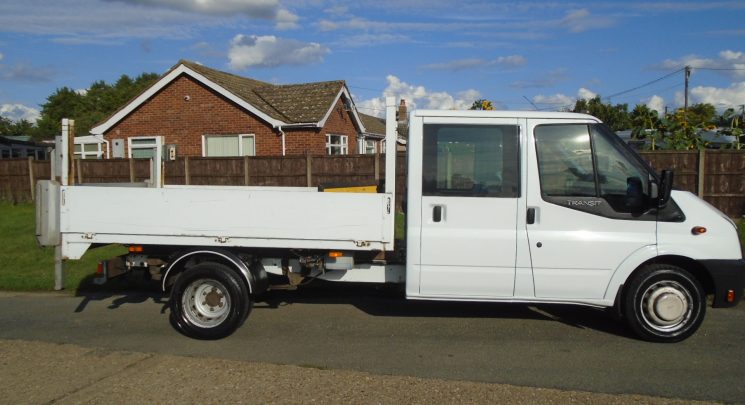 2014 14 ford transit 2.2 tdci 125ps 6spd double cab tipper with rear tail lift – air con -direct council 114k