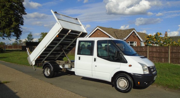 2014 14 ford transit 2.2 tdci 125ps 6spd double cab tipper with rear tail lift – air con -direct council 114k