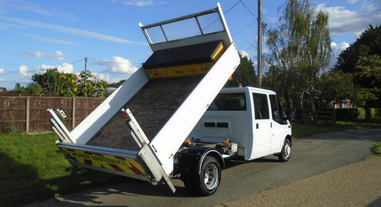 2014 14 ford transit 2.2 tdci 125ps 6spd double cab tipper with rear tail lift – air con -direct council 114k