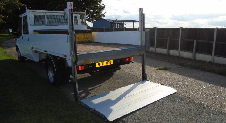 2014 14 ford transit 2.2 tdci 125ps 6spd double cab tipper with rear tail lift – air con -direct council 114k